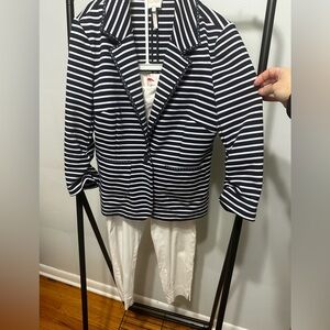 Laundry By Shelli Segal Navy and White Striped Blazer
